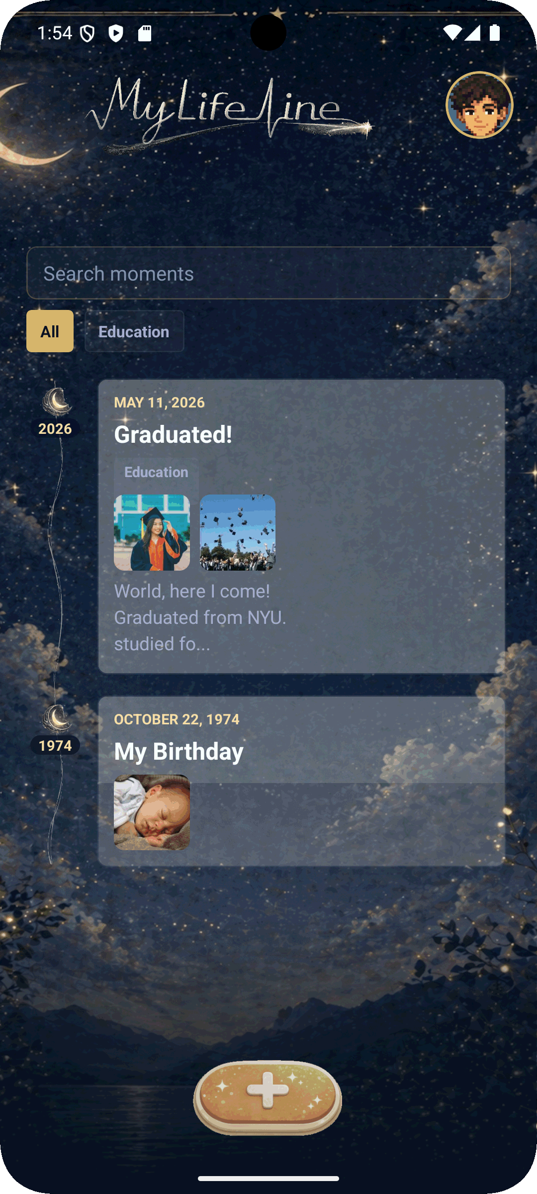 Midnight theme preview in MyLifeLine