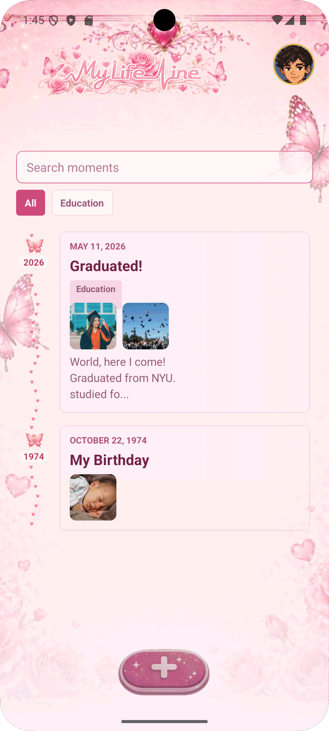 Rosewing premium theme in MyLifeLine
